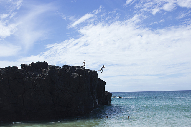 Cliff Jumping at Waimea Bay