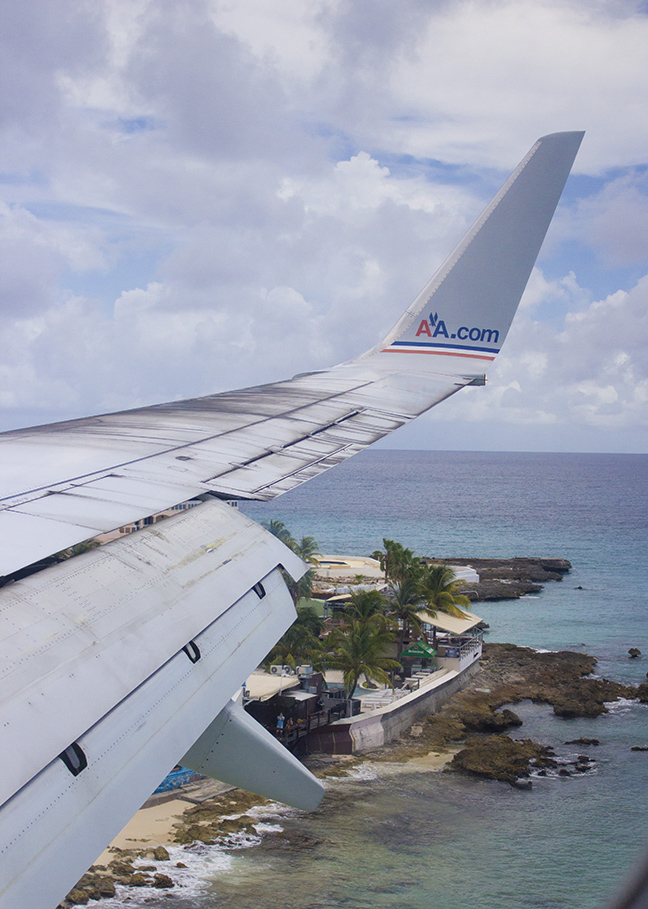 Landing in St. Maarten. 