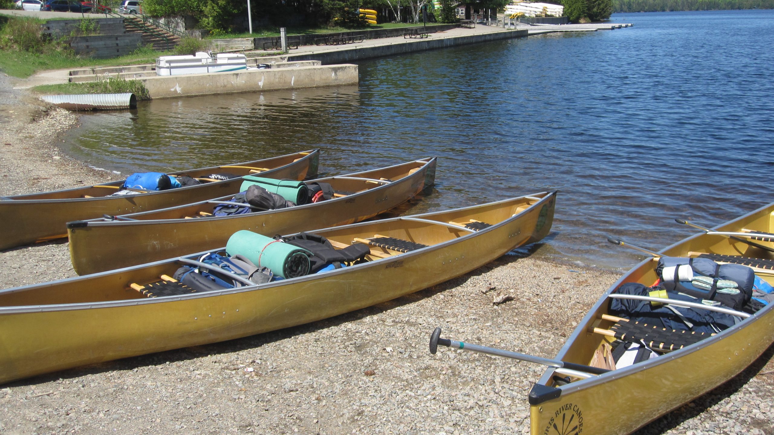 Loading the canoes at the portage store